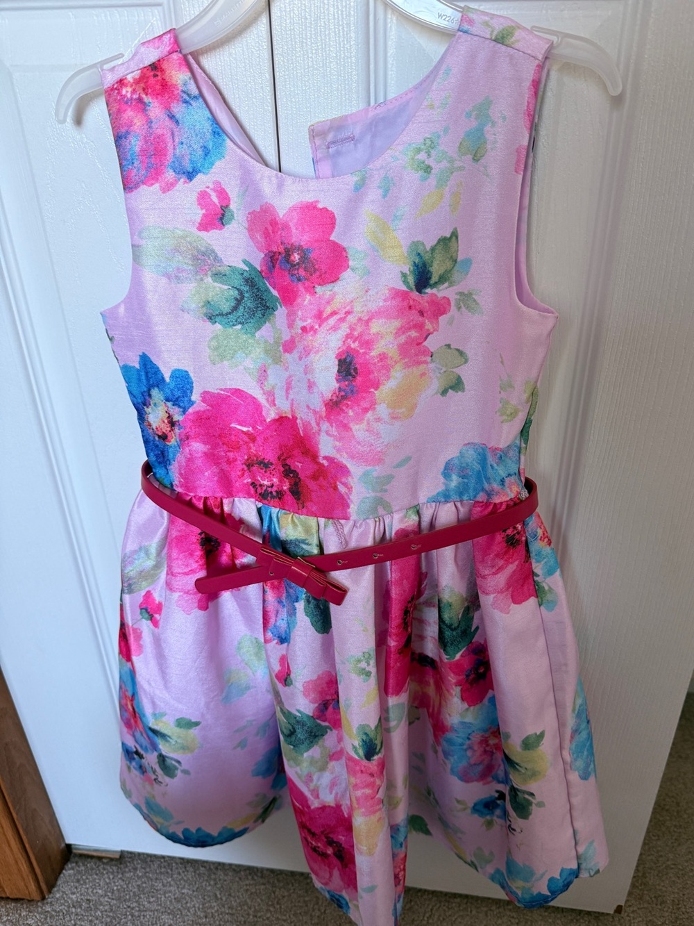 George Pink Floral Belted Party Dress